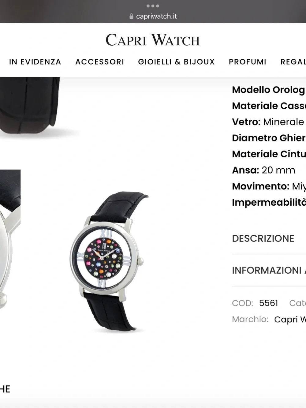 CAPRI Multijoy Steel Black Watch with Multicolored Crystal Dial